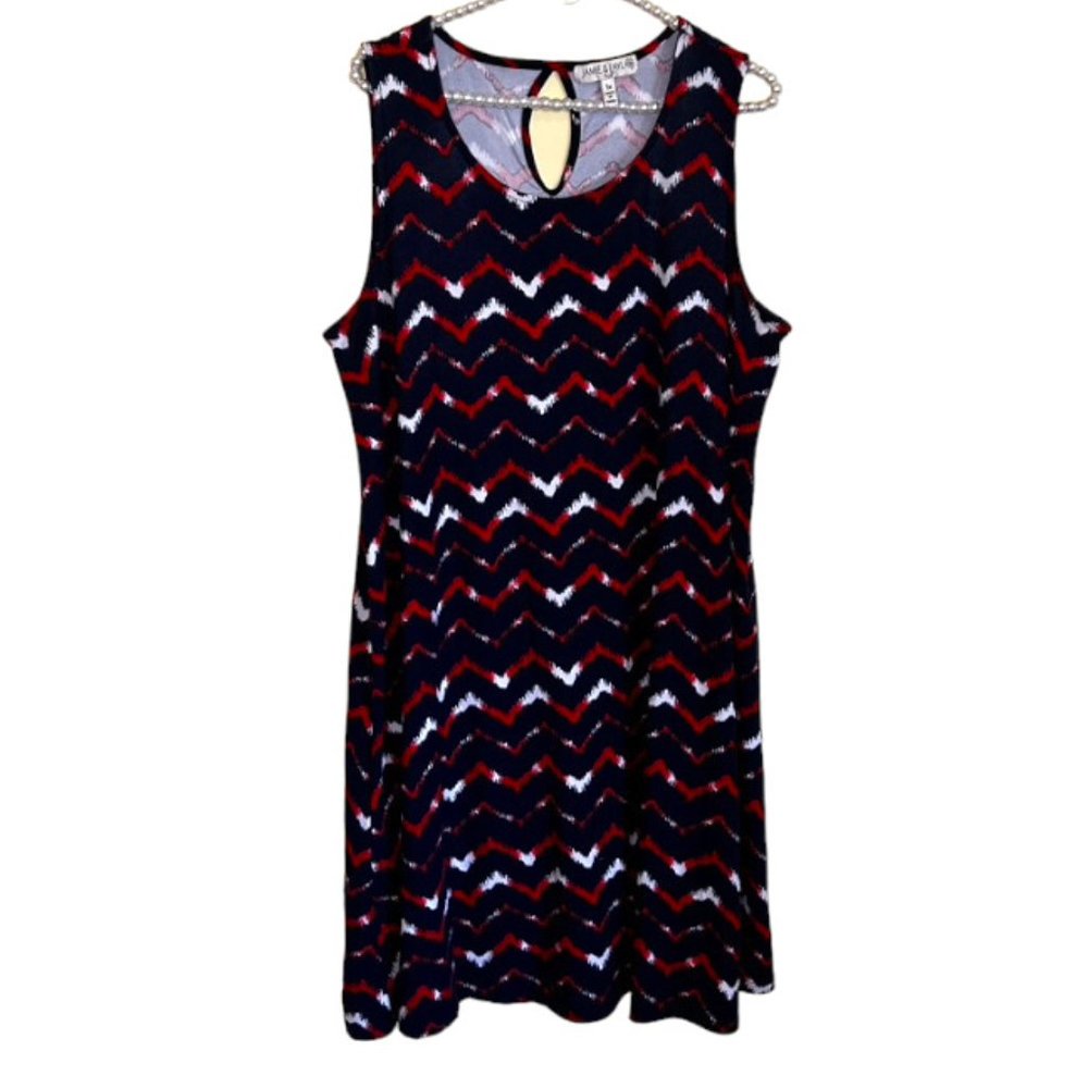 Jamie & Layla Red, White & Blue Sleeveless Dress. EUC Size 1X